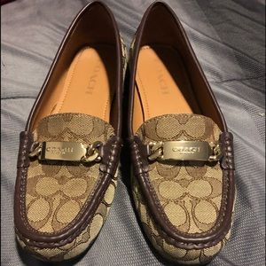 COACH Canvas Leather Loafer -Khaki Women's